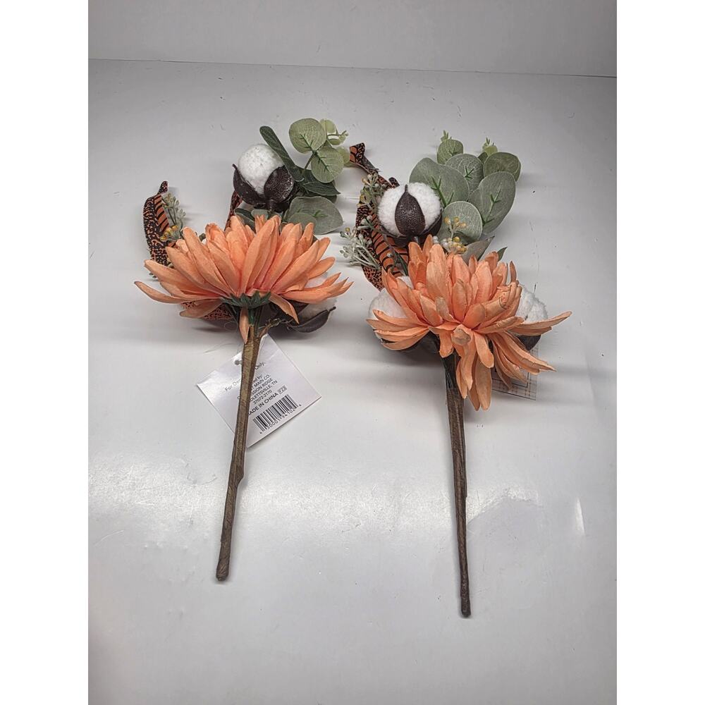 Artificial Flower Picks Floral Stems with Leaves And Cotton Ball